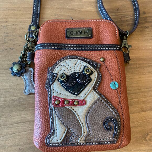 Chala Pug Cellphone Crossbody Purse Bag Dog Travel Convertible Strap - Picture 3 of 11